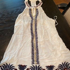 White Linen Patterned Dress